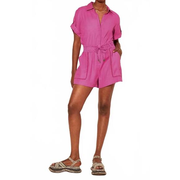 NEW KIVARI sasha linen playsuit in pink